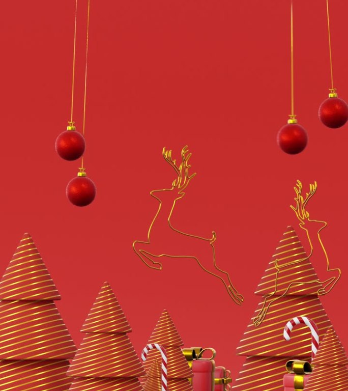 概念新年模型。空的红色和金色圆形讲台圣诞装饰。