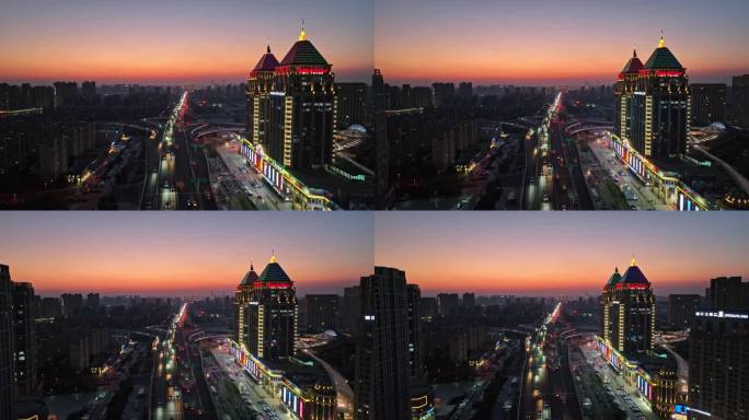 徐州环球港城东大道快速路高架立交桥夜景