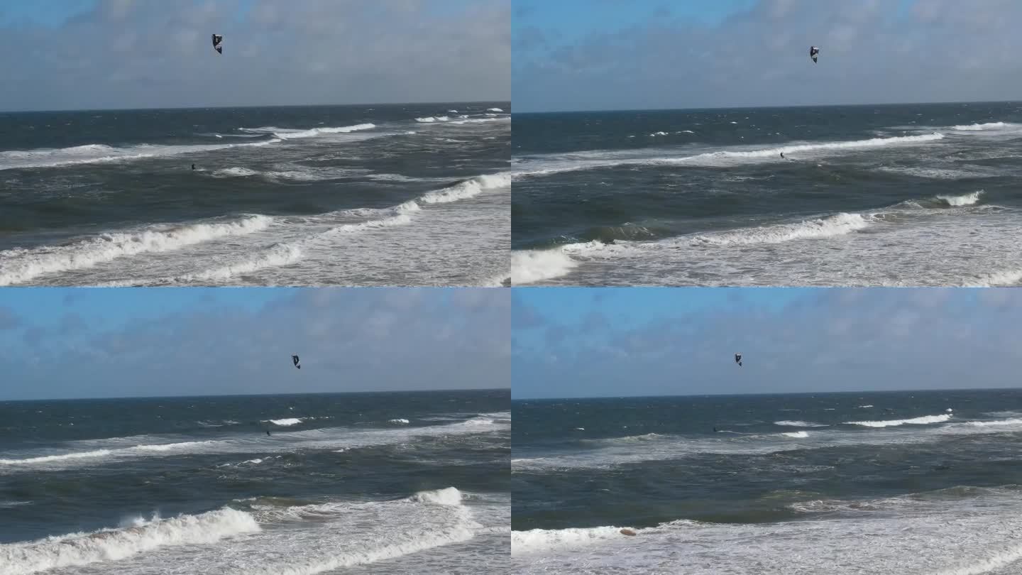 英国海滩上的风筝冲浪