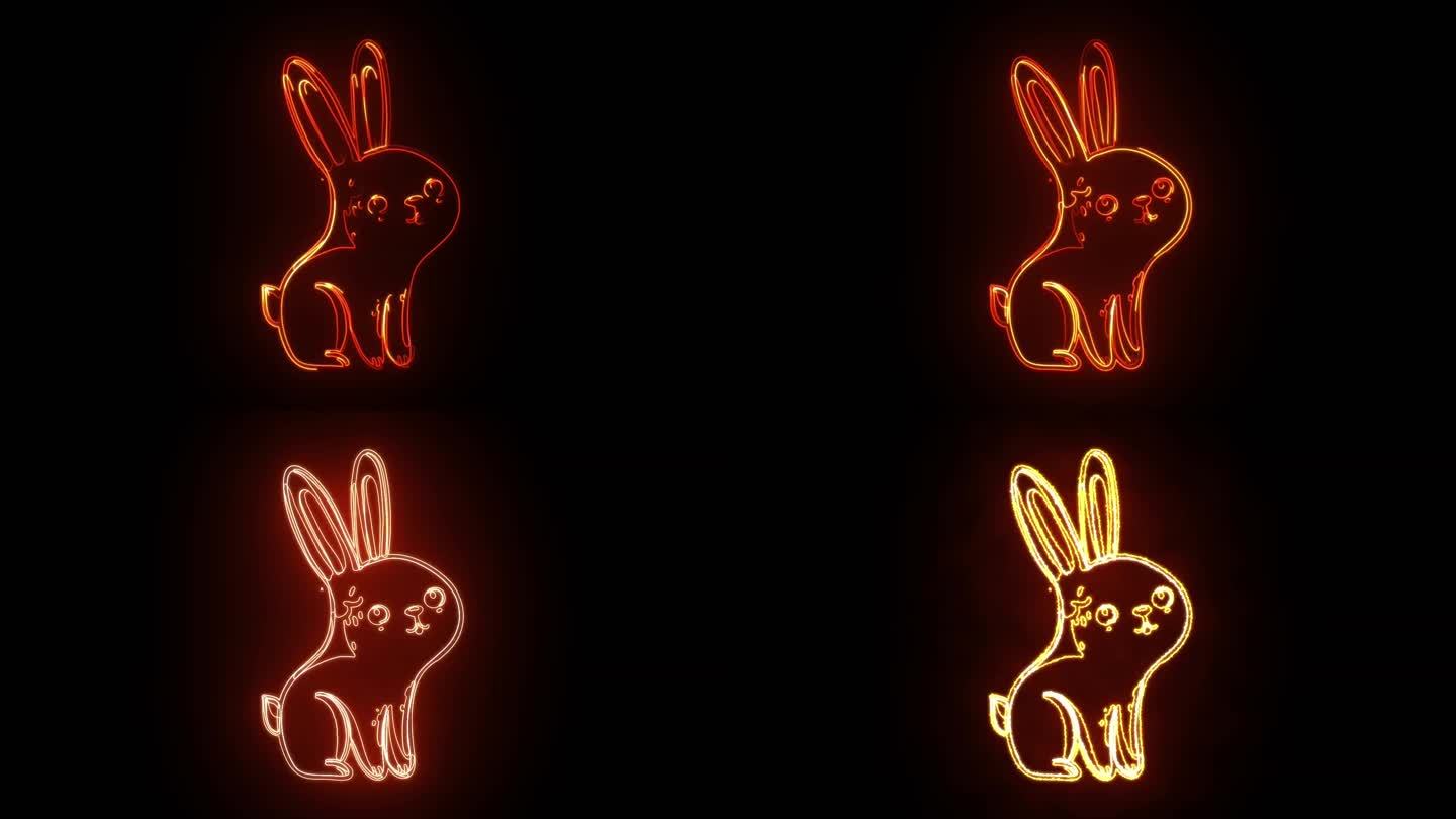 兔子描边轮廓线条发光