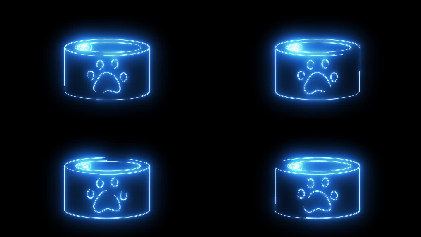 动画罐头猫粮图标与霓虹军刀效果