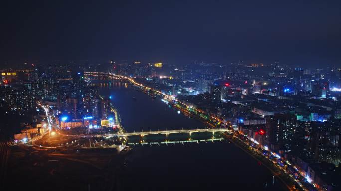 衡阳城市夜景航拍大景延时