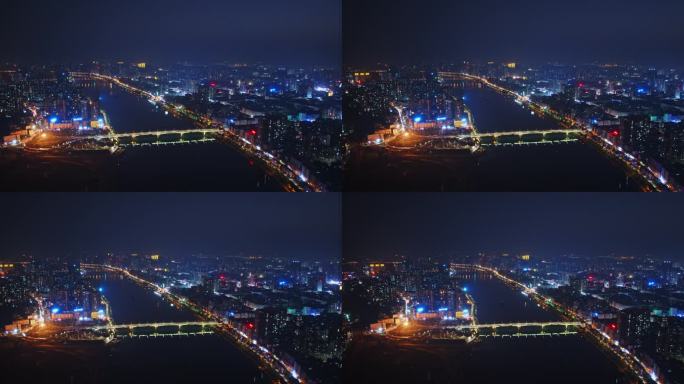 衡阳城市夜景航拍大景延时