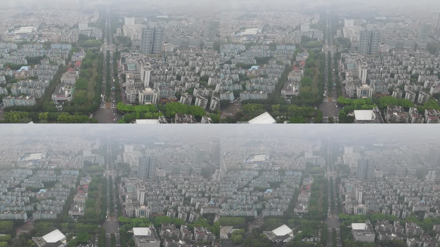 下雨天城市能见度 云雾  广东中山