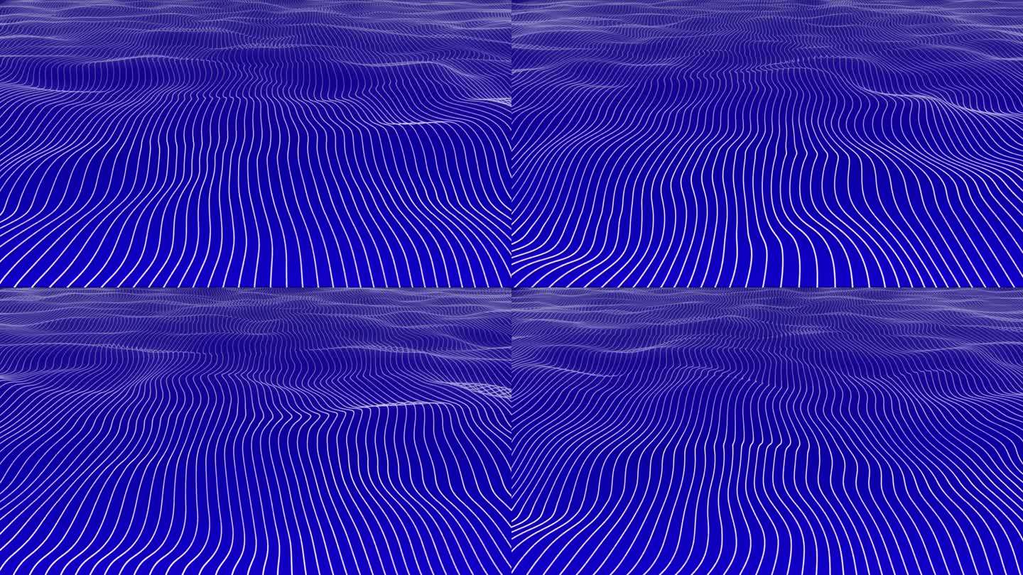 3D蓝色慢动作波浪垂直条形线在蓝色背景