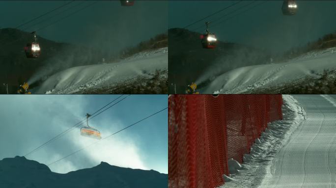 固定慢镜头下滑雪场局部特写4K