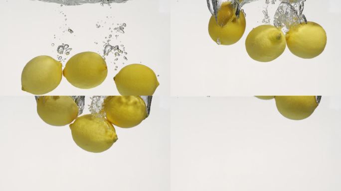 柠檬落入水中慢镜头合集