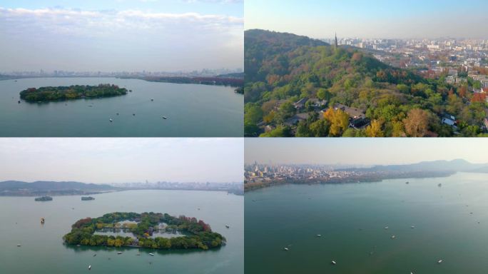 浙江杭州西湖景区苏堤三潭印月小瀛洲雷峰塔