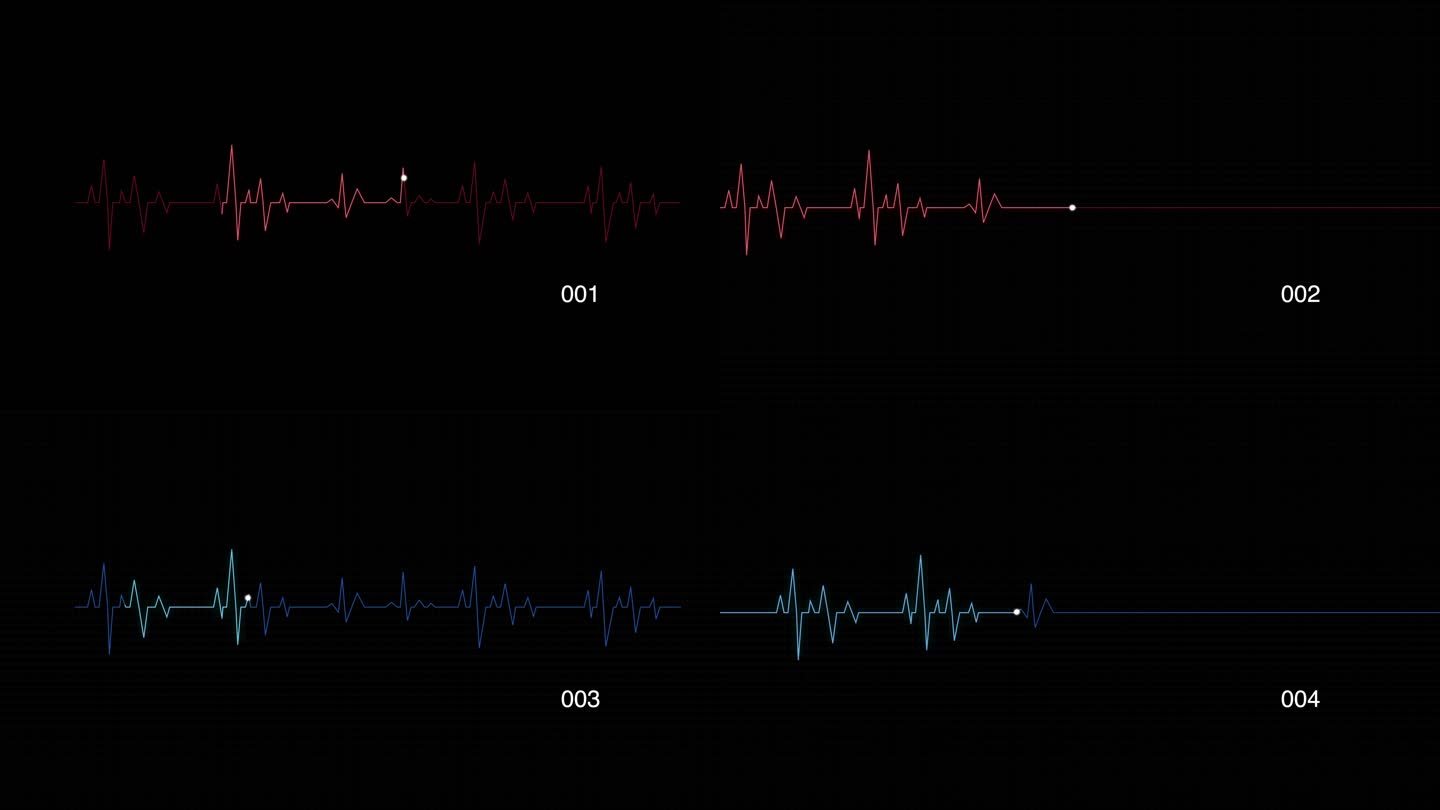 心电图心率 心跳停止直线4组4K