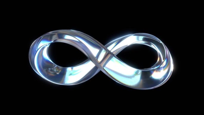 无缝循环动画视频的透明Möbius条，扭曲，旋转和折射