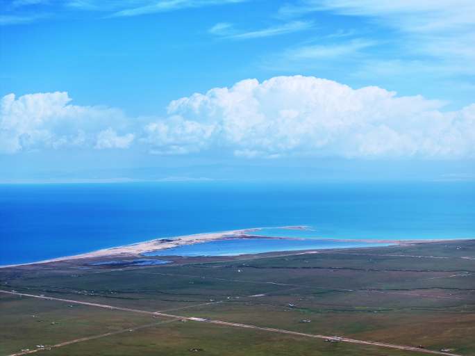 青海湖二郎剑景区航拍延时