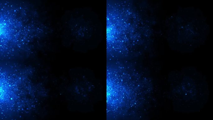 蓝色的水下尘埃颗粒在边缘光下移动，微小的光源4K素材。颗粒豪华优质平滑散景背景。金碧辉煌奖展尘埃，尾