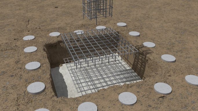 基坑 建筑动画 建筑生长地基双桩协同技术