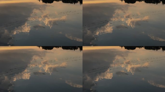 傍晚的天空水面倒影