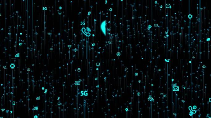 5g通讯网络图标上升4K大屏-无缝循环
