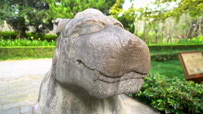 南京明孝陵风景区石象路石獬豸雕塑