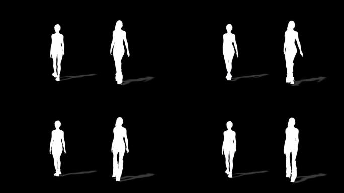 3D人物走路背面剪影