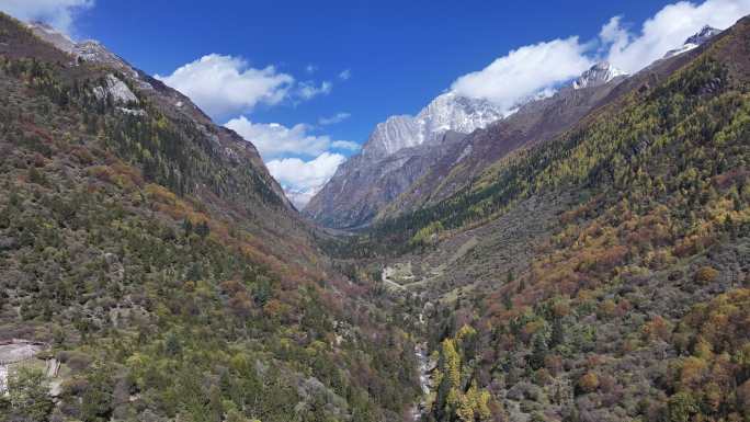 四川阿坝长坪沟秋景航拍