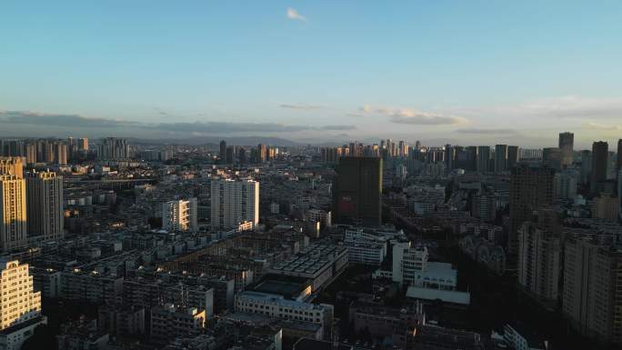 昆明地标城市风光恒隆日落夜景4K