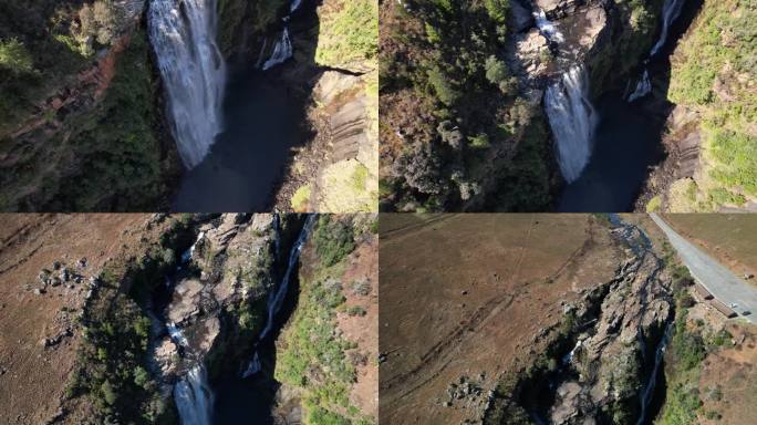 南非普马兰加省格拉斯科普的里斯本瀑布鸟瞰图