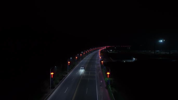惠州市惠东县210县道夜景4k航拍