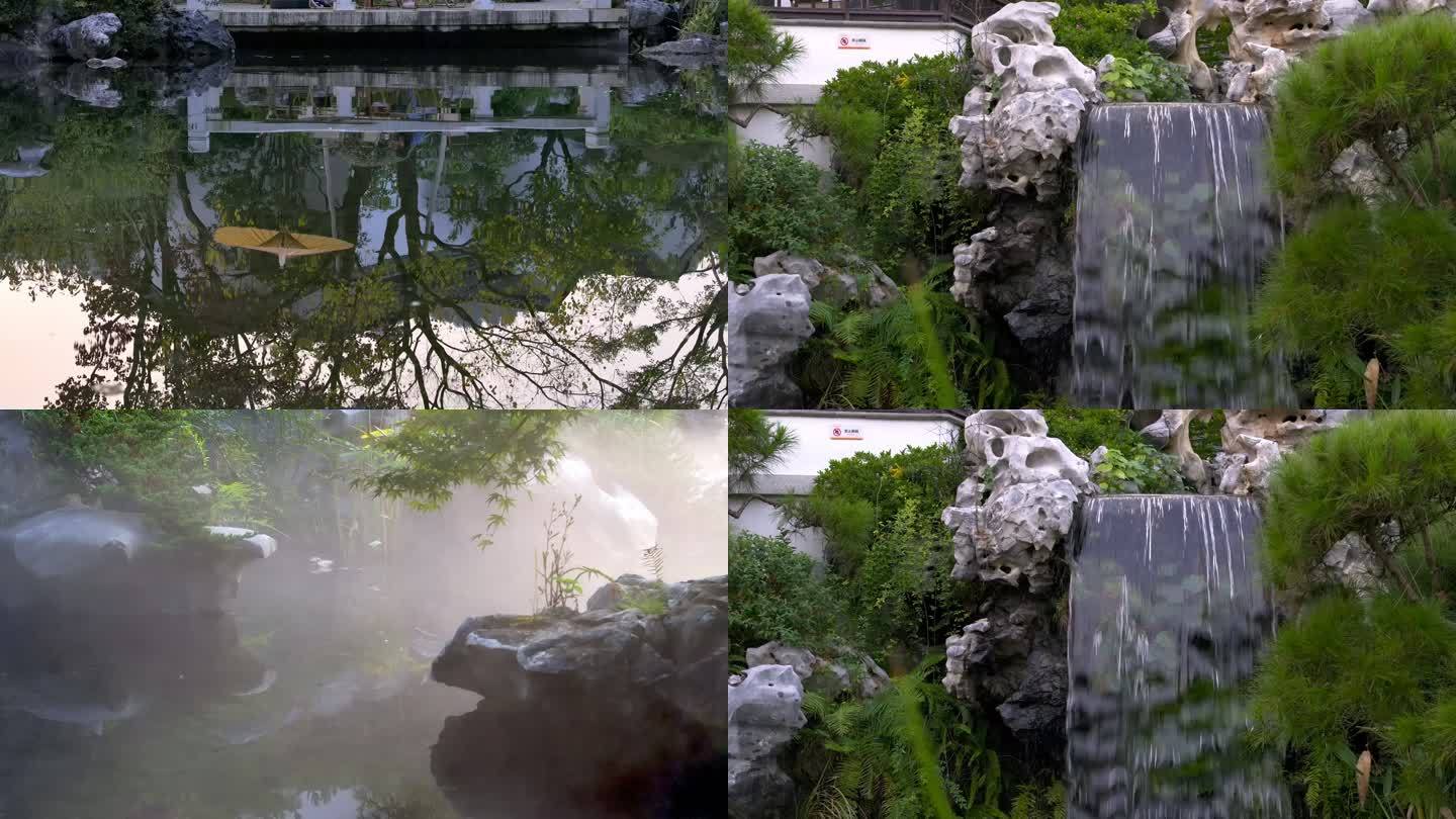 中式园林景观中的瀑布水景