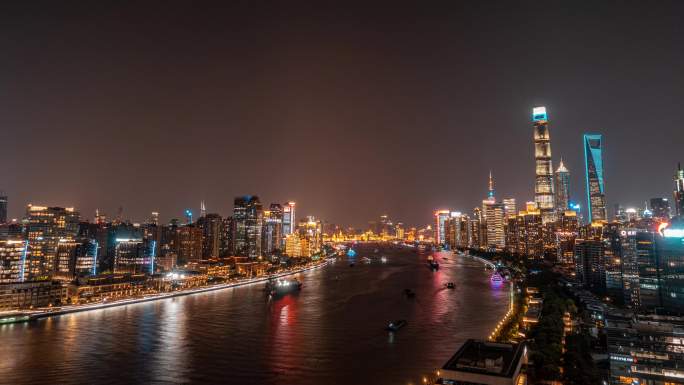 上海黄浦江两岸夜景延时