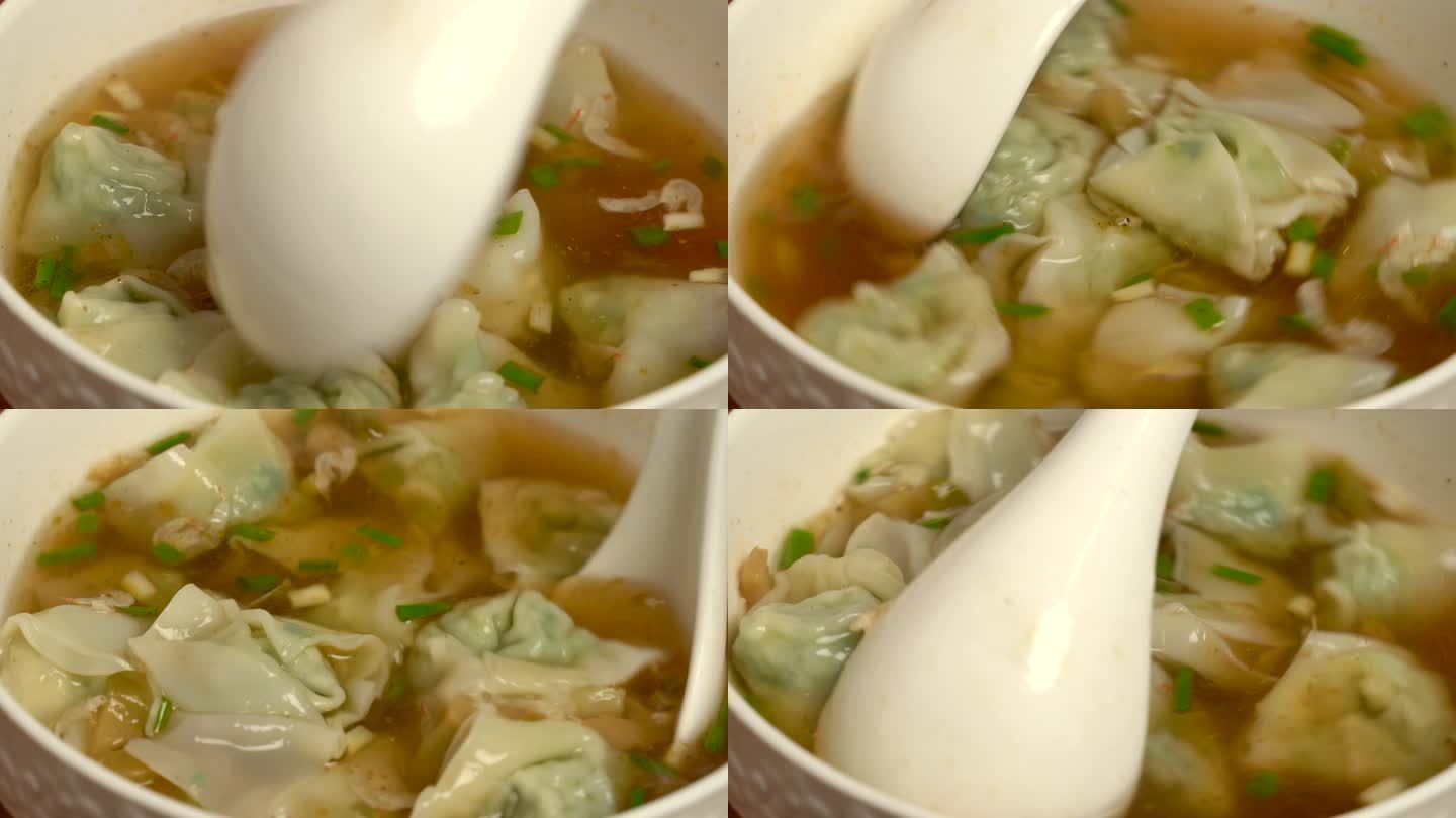 一碗传统中国美食小馄饨4K