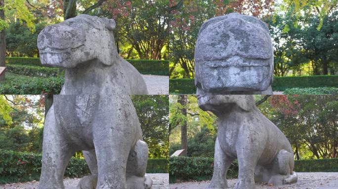 南京明孝陵风景区石象路石獬豸雕塑