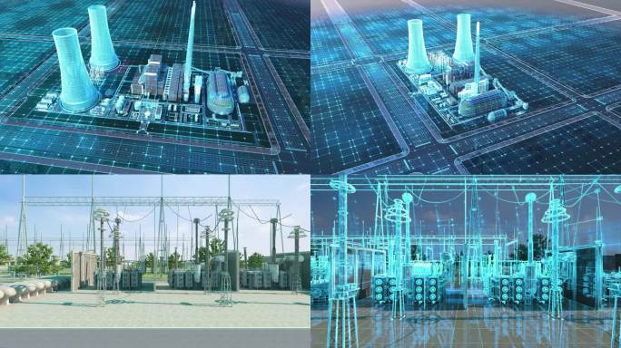 科技工厂科技电力数字孪生虚拟现实转换