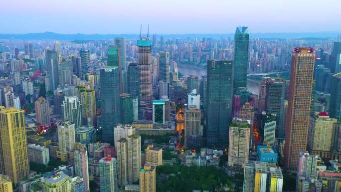 重庆全景重庆地标航拍渝中半岛轻轨索道重庆