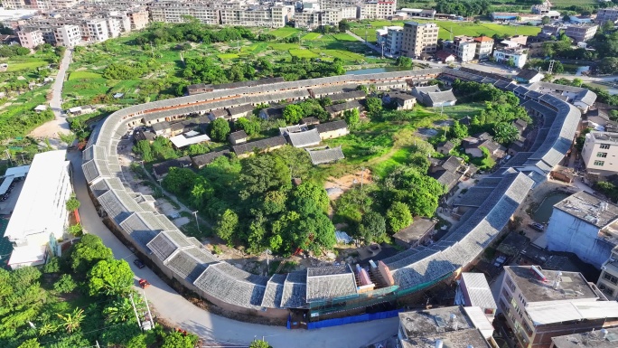 航拍福建漳州平和庄上土楼田园风光