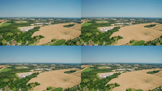 夏季，无人机拍摄的捷克麦田和森林