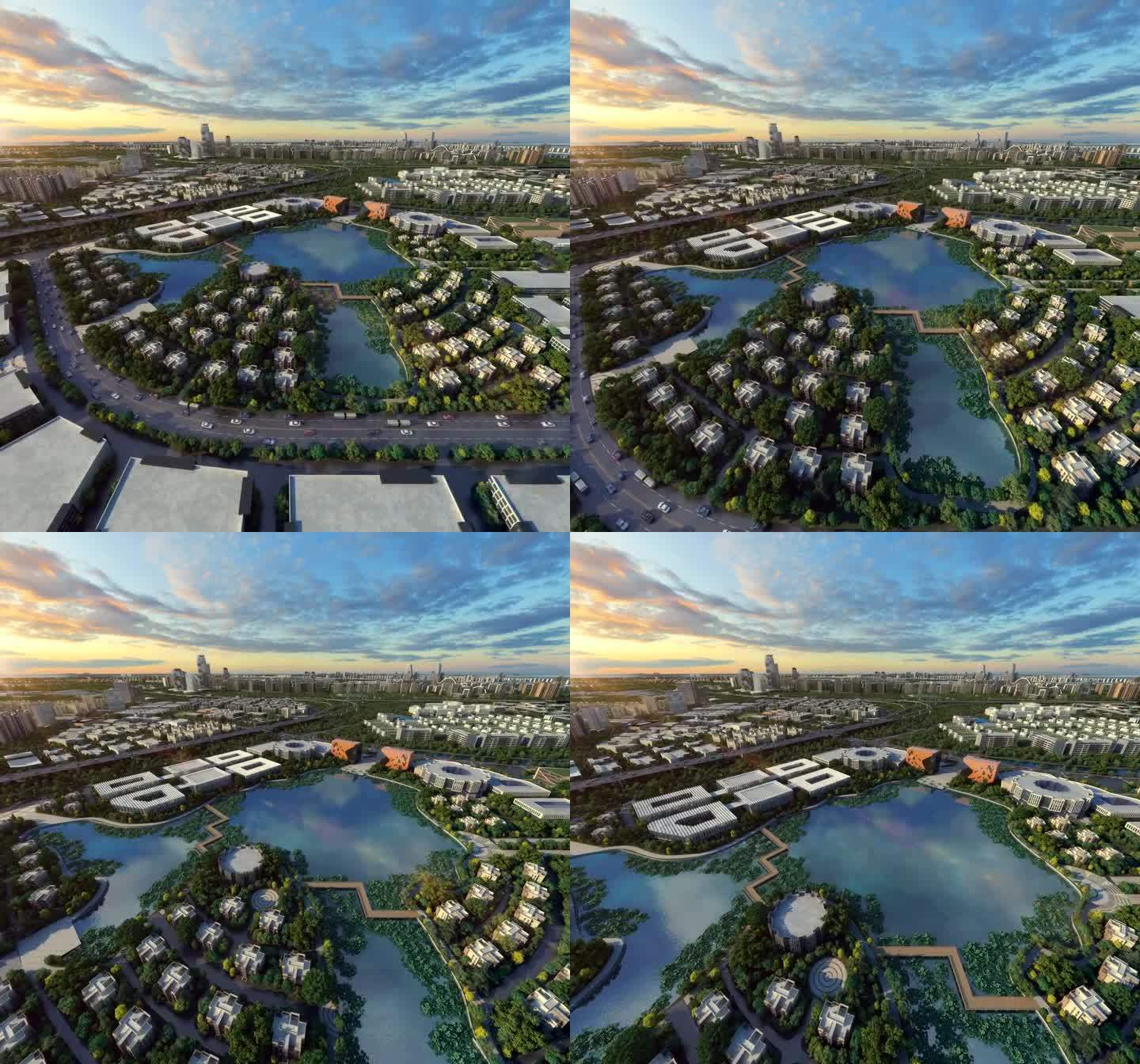 城市黄昏 浠水县模型 城市规划