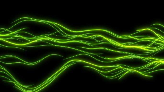 绿色流动弯曲线条粒子