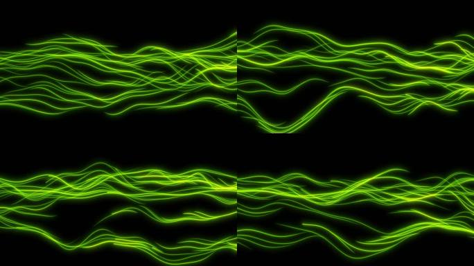 绿色流动弯曲线条粒子