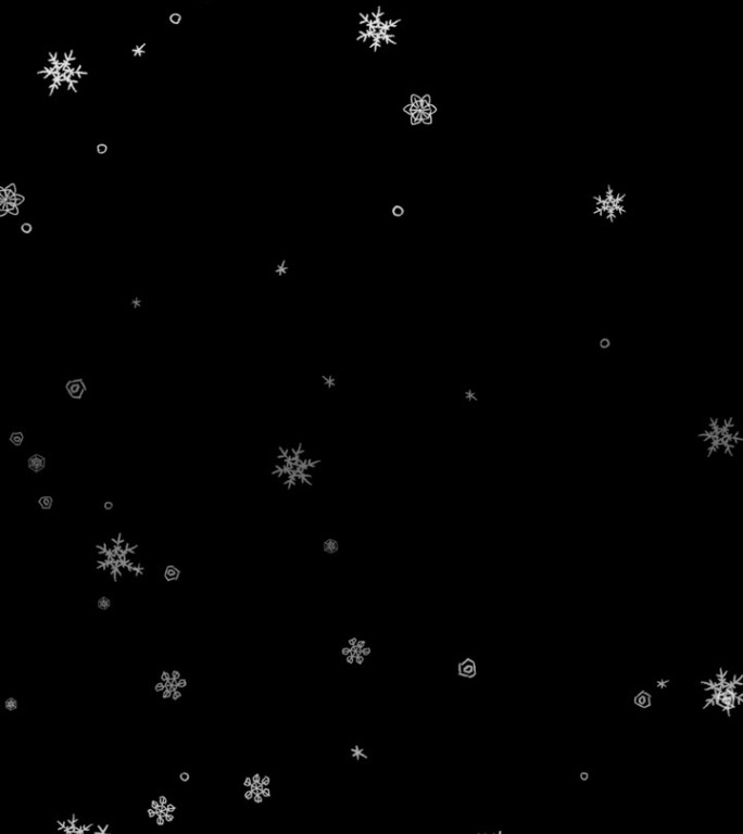 大片雪花飘落的动画(垂直视频循环4K)