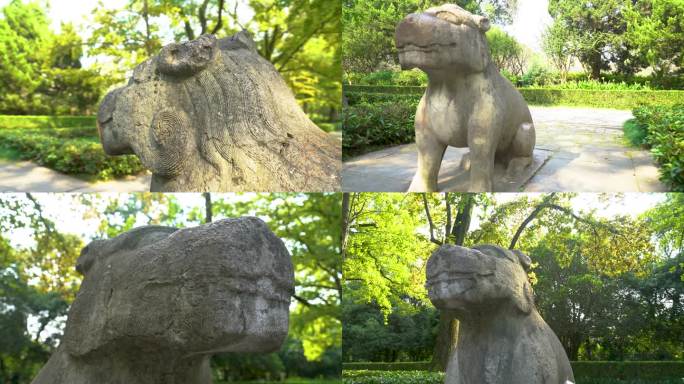 南京明孝陵风景区石象路石獬豸雕塑