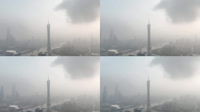 广州塔云雾清晨阳光雨后天气日出极端天气