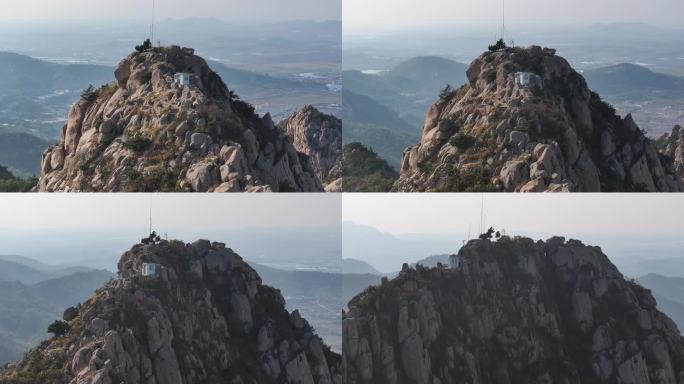 航拍山东荣成石岛赤山风景区赤山主峰