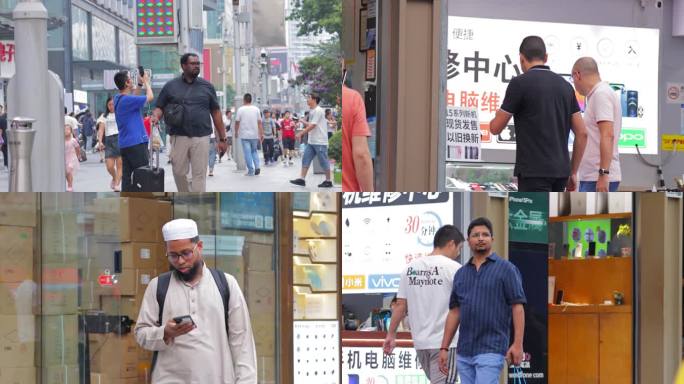 国内街头的普通外国人_4K实拍