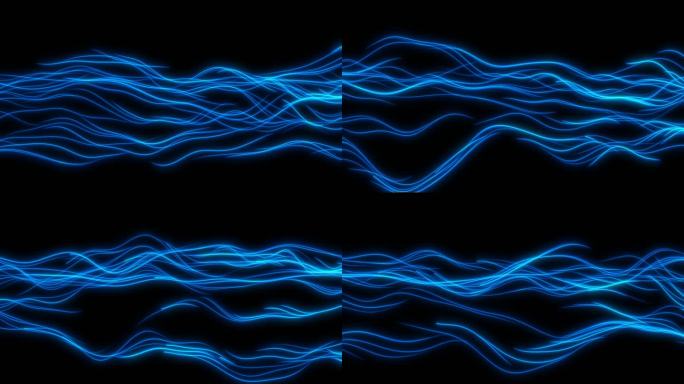 蓝色流动弯曲线条粒子