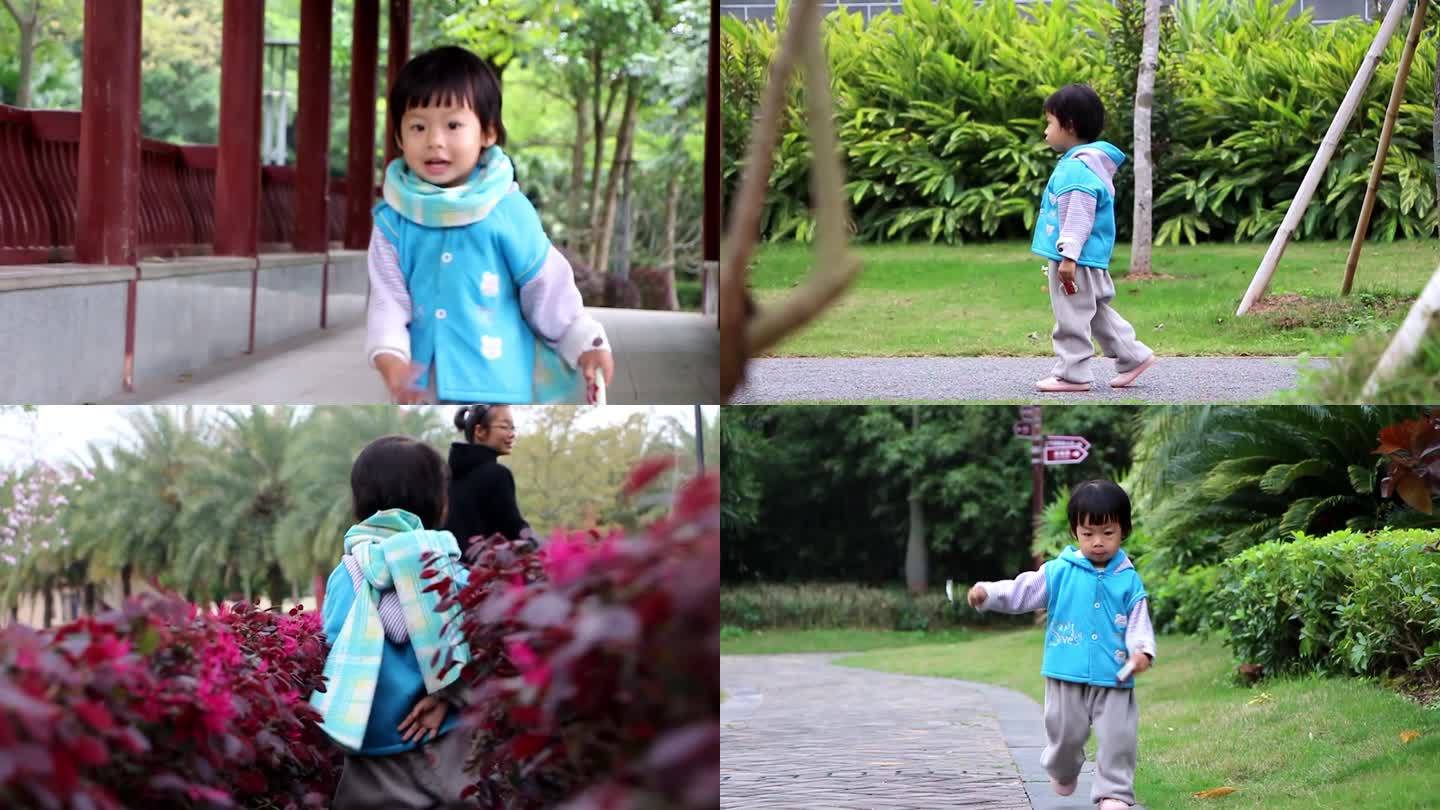 小孩 公园 奔跑