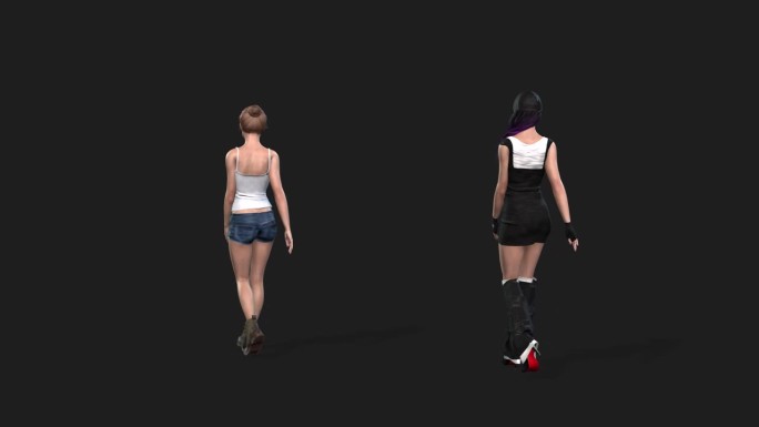 3D人物走路背面带透明蒙版