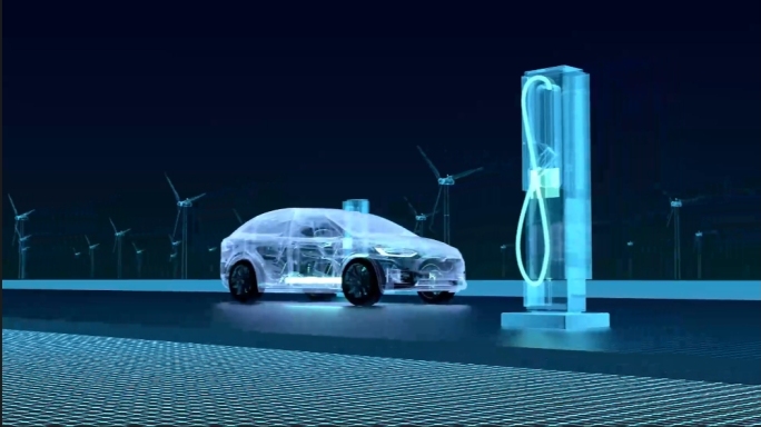 科技现代环保能源智能驾驶特斯拉汽车动画