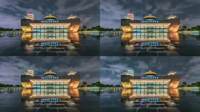 江苏扬州中国大运河博物馆夜景延时