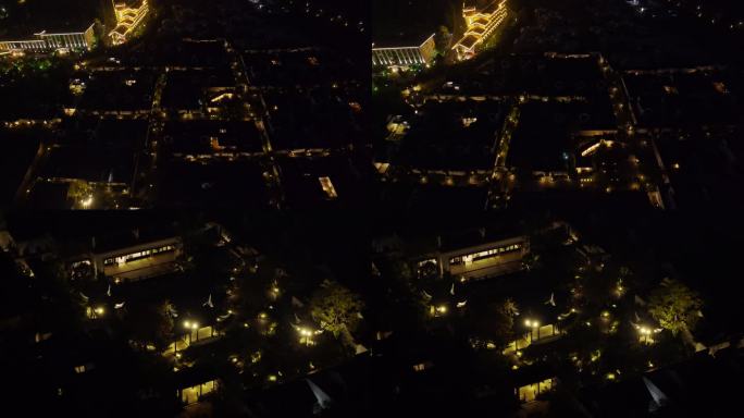 现代中式庭院建筑酒店民宿四合院夜景