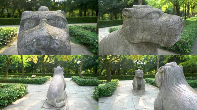南京明孝陵风景区石象路石獬豸雕塑