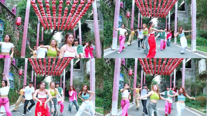 青春活力男女跳街舞阳光帅气街头艺术舞蹈
