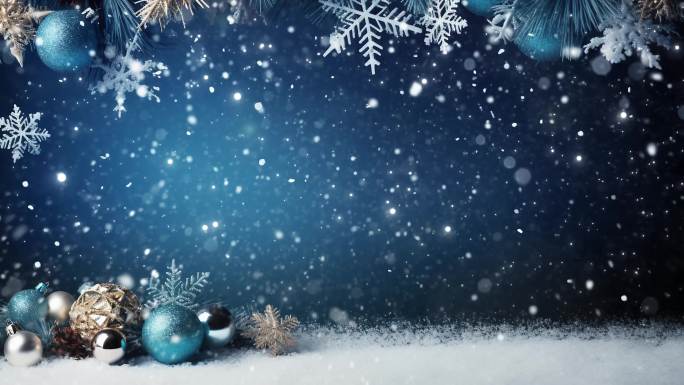 圣诞节背景 蓝色背景上的降雪